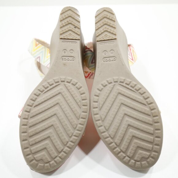 Crocs Leigh Strappy Graphic Canvas Lightweight 3" Wedge Heel Sandals - 9 - Picture 7 of 7